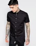 Minimum Contrast Button Short Sleeve Shirt - Black