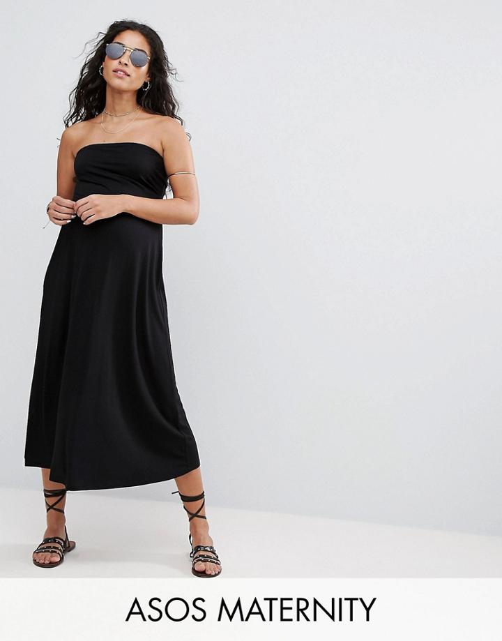 Asos Maternity Beach Bandeau Midi Dress - Black