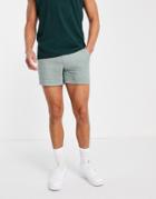 Asos Design Lightweight Slim Shorter Shorts In Green