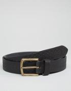 Asos Leather Belt With Vintage Emboss - Black