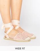 Asos Juba Wide Fit Tie Leg Lace Espadrilles - Beige