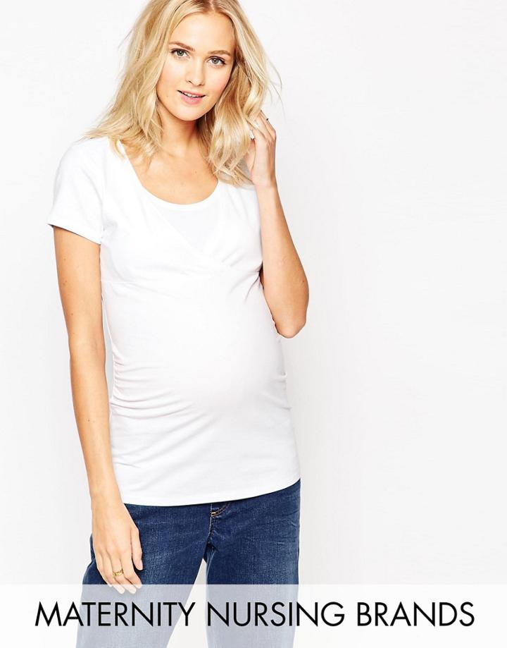New Look Maternity Round Neck Nursing Tee - White