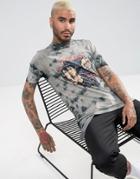Asos Metallica Band T-shirt With Tie Dye And Hammer Print - Gray