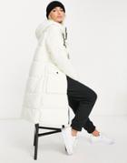 Jdy Padded Longline Coat With Hood In White