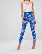 Asos Skinny Pants In Bright Floral Print - Multi