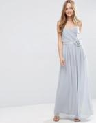Asos Wedding Chiffon Bandeau Maxi Dress With Detachable Corsage - Gray