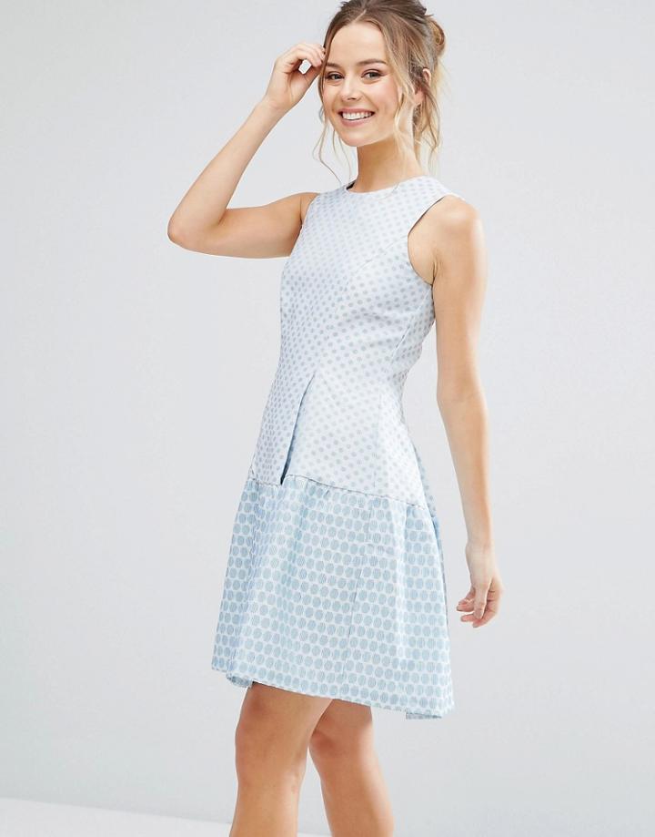Closet London Color Block Skater Dress - Blue