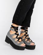 Asos Oh My! 90's Lace Up Flatforms - Gray