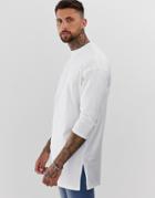 Asos Design Oversized Super Longline T-shirt With 3/4 Sleeve In White