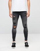 New Look Skinny Jeans In Black With Extreme Rips - Black