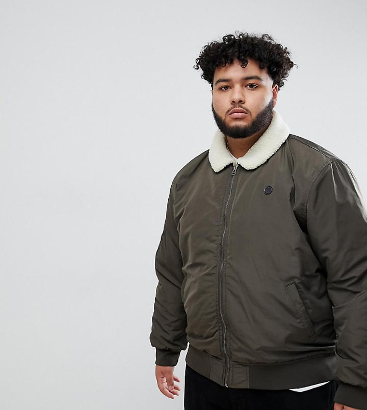 Le Breve Plus Borg Aviator Jacket-green