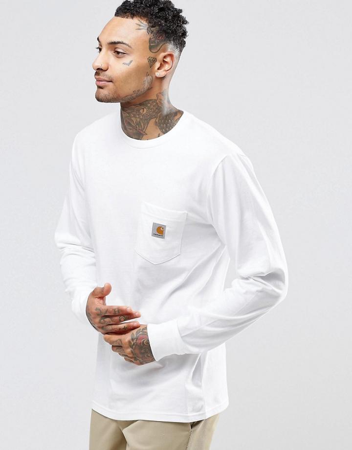Carhartt Wip Long Sleeve Pocket T-shirt - White