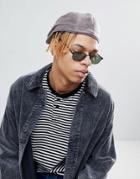 Asos Flat Cap In Gray Towelling With Embroidery Detail - Gray