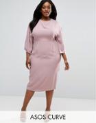 Asos Curve Embellished Trim Kimono Midi Dress - Pink