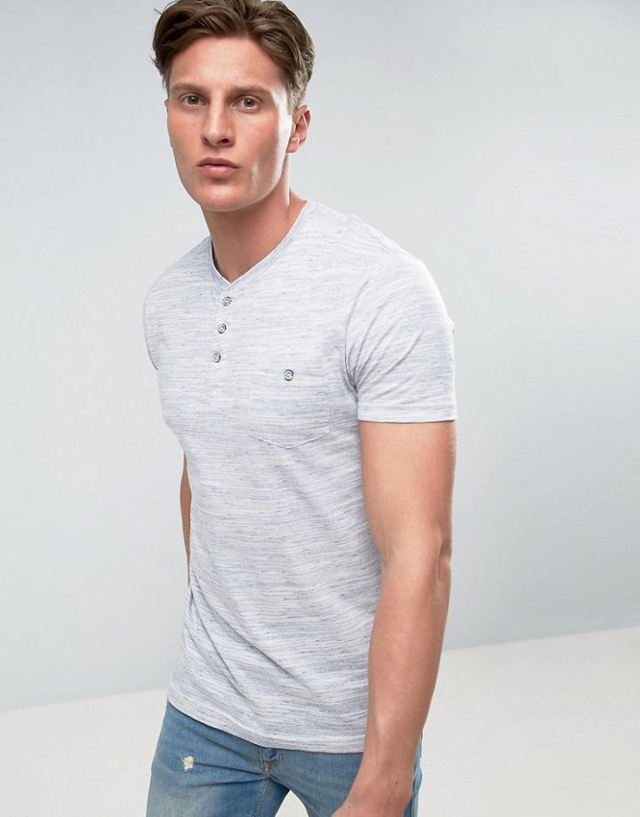 Brave Soul Pocket Henley T-shirt - Blue