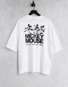 Asos Design T-shirt With Disney Mickey Mouse Gloss Back Print In White - Part Of A Set