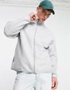 Asos Design Oversized Polar Fleece Track Jacket In Gray Heather-grey