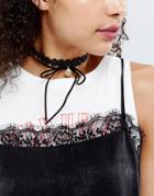 Asos Pack Of 2 Cutout And Bow Wrapped Choker Necklace - Black