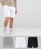 Asos Design Jersey Skinny Shorts 3 Pack Black/gray Marl/white Save - Multi