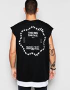 Asos Oversized Sleeveless T-shirt With Monochrome Street Back Print - Black