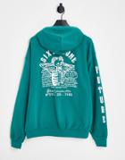 Sixth June Oversized Hoodie In Teal Green With Skeleton Placement Print