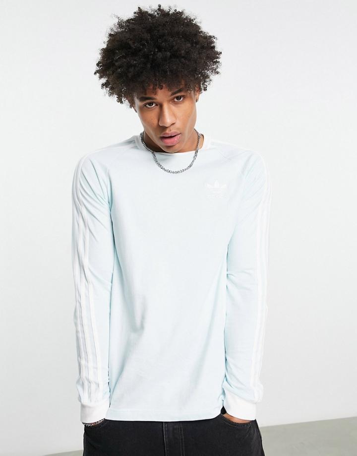 Adidas Originals Adicolor 3-stripes Long Sleeve Top In Almost Blue