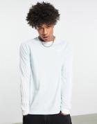 Adidas Originals Adicolor 3-stripes Long Sleeve Top In Almost Blue