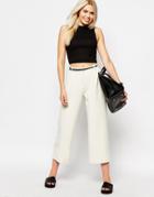 Monki Wide Leg Tailored Pant - White