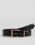 New Look Faux Leather Belt With Rose Gold Buckle In Black - Black
