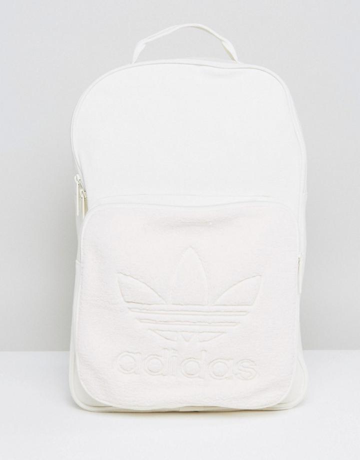 Adidas Originals Cream Fleece Backpack - White