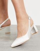 Be Mine Bridal Rubina Sling Back Heeled Shoes In Ivory Satin-white