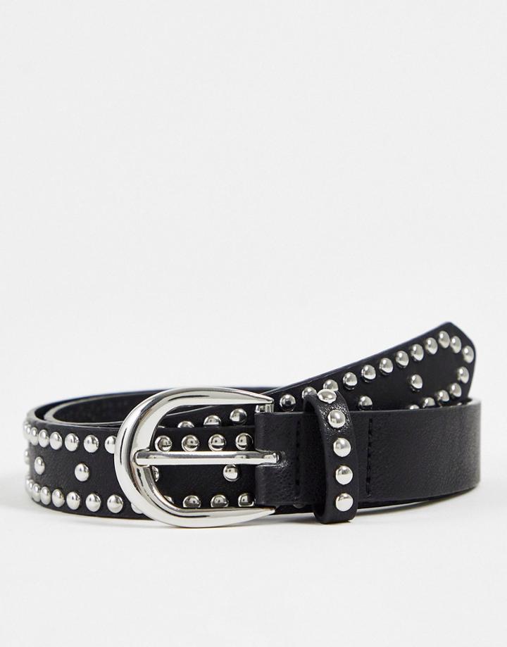 Stradivarius Studded Belt In Black