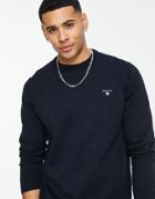 Gant Crew Knit Sweater With Small Logo In Navy