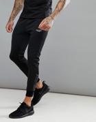 Muscle Monkey Skinny Track Joggers In Black With Reflective Speckle - Black
