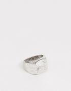 Icon Brand Burnished Silver Square Signet Ring In Silver - Silver