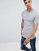 Asos Design Muscle Fit T-shirt With Grandad Neck In Gray - Gray