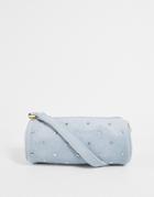 Svnx Velvet Embellished Shoulder Bag In Gray