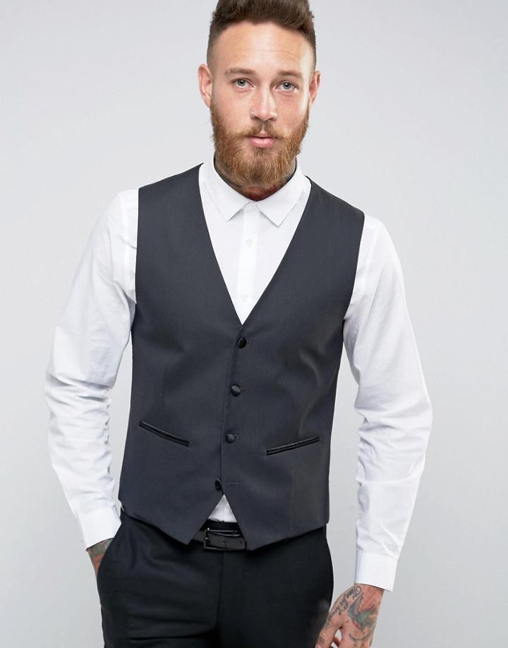 Selected Homme Slim Tuxedo Vest - Black