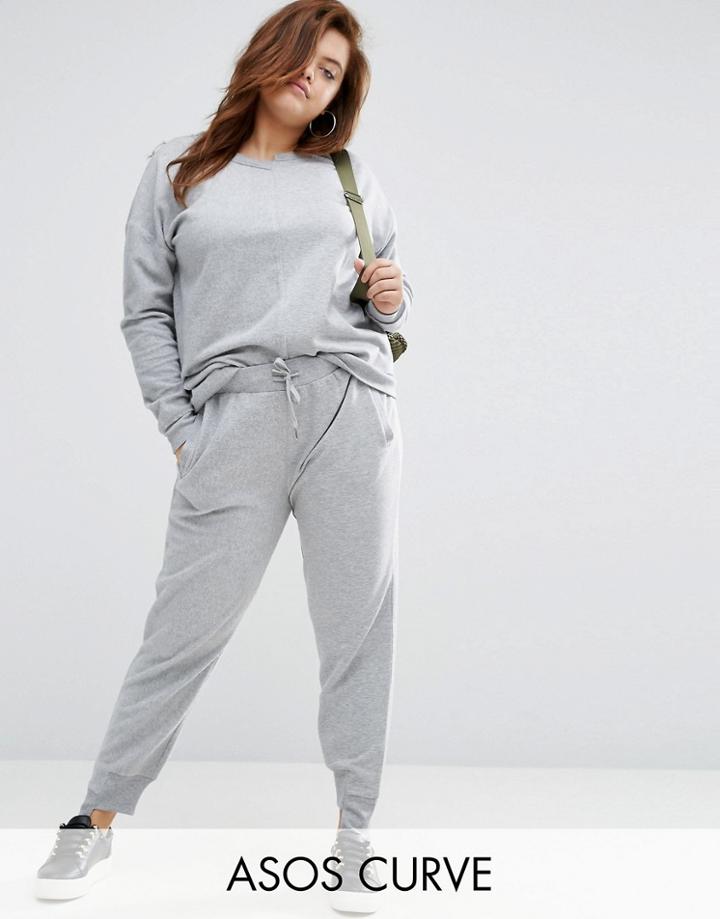 Asos Curve Track Pant With Step Hem - Gray