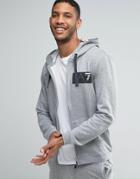 Emporio Armani Ea7 Zip Up Hoodie With Block Logo In Grey - Gray