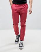 Asos Skinny Chinos In Washed Red - Red