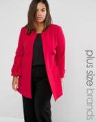 Elvi Plus Collarless Jacket - Red