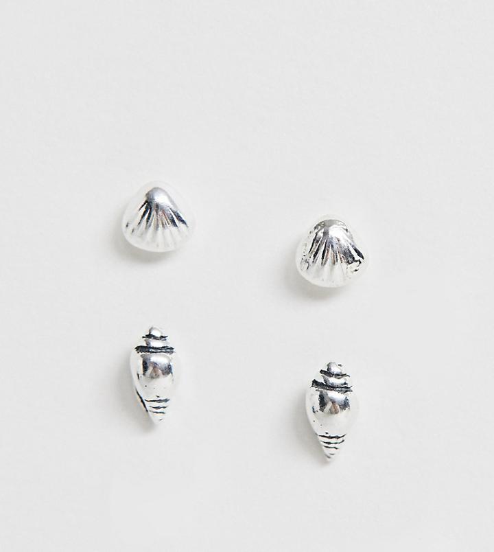 Kingsley Ryan Sterling Silver Shell Stud Earrings - 2 Pack - Silver