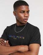 Parlez Nelson Embroidered T-shirt In Black