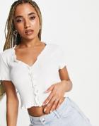 Na-kd Short Sleeve Cardigan With Faux Pearl Buttons In Off-white