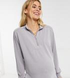 Pieces Maternity Sweatshirt With Half Zip In Gray - Part Of A Set-grey