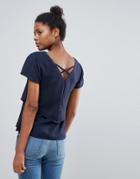 Vila Double Layer Top With Cross Back - Navy