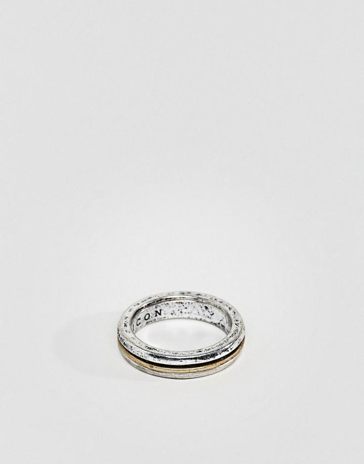 Icon Brand Burnished Silver & Gold Band Ring - Silver