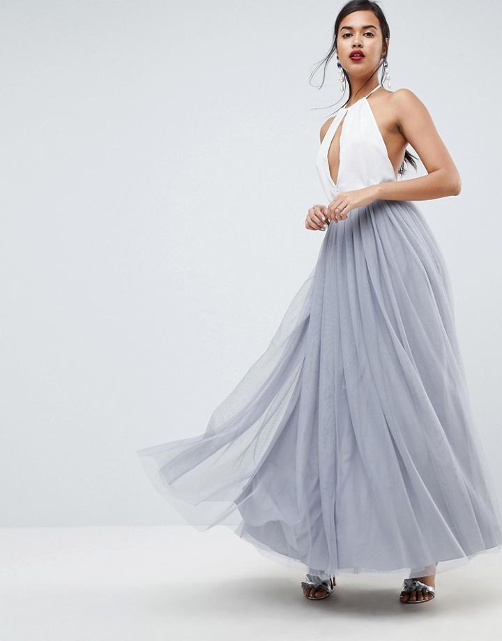 Asos Tulle Maxi Prom Skirt - Gray