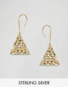 Asos Gold Plated Sterling Silver Hammered Triangle Earrings - Gold